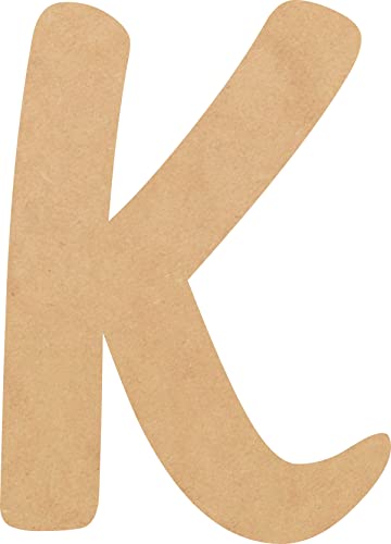 Unfinished 10 Inch Wooden Letters, Wood Alphabet K Small Craft Blank Wall Hanging Decorative Cutout, Muthike Font