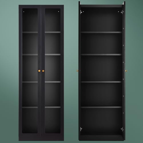 IRONMIX 70 Inch Tall Metal Storage Cabinet with Acrylic Doors and Adjustable Shelves IRONMIX