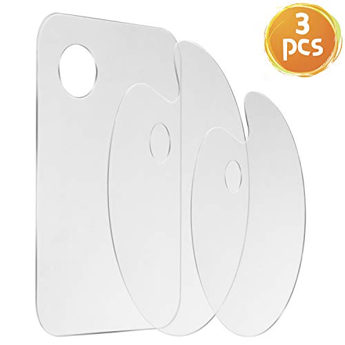 3pcs Acrylic Paint Palette Clear Art Palette for Adults & Kids, Transparent Non-Stick Oil Paint Palette with Protective Kraft for DIY Craft Art SEONHOKEEN