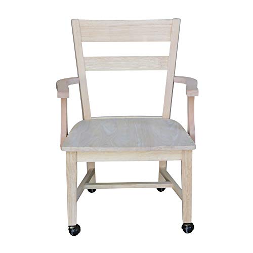 International Concepts Dining Chair with Casters, Unfinished IC International Concepts