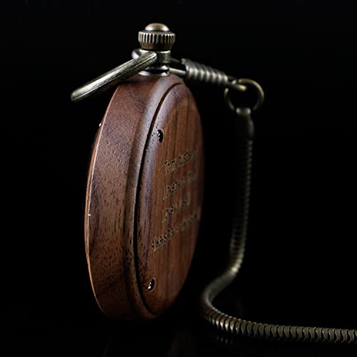 Tiong to My Husband Gifts Personalized Engraved Wood Pocket Watch for Men Husband Anniversary Christmas Birthday Wooden Quartz Pocket Watch Best Tiong