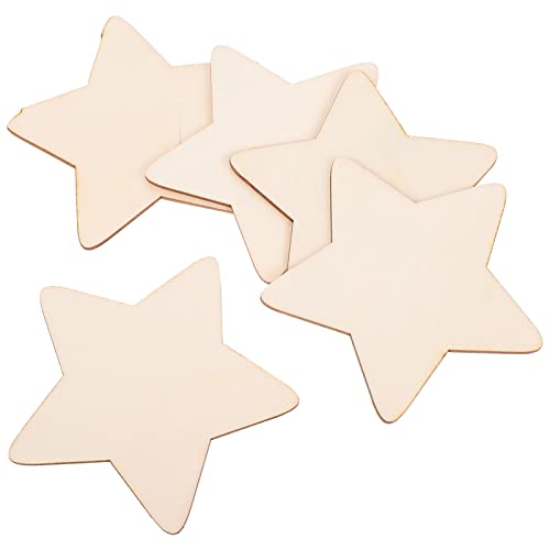 IMIKEYA Unfinished Wooden Stars: 50pcs Children DIY Painting Wooden Chips Star Shaped Cutout Blank Wood DIY Graffiti Wood Slices for Christmas