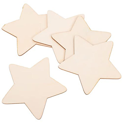 IMIKEYA Unfinished Wooden Stars: 50pcs Children DIY Painting Wooden Chips Star Shaped Cutout Blank Wood DIY Graffiti Wood Slices for Christmas