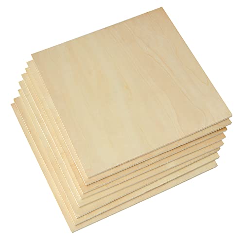 8 Pack 11.8 x 11.8 Inch Basswood Sheets 1/4 Inch Thick Square Plywood Sheets Unfinished Wood Sheets for Crafts DIY Project Mini House Building ZOFORTY