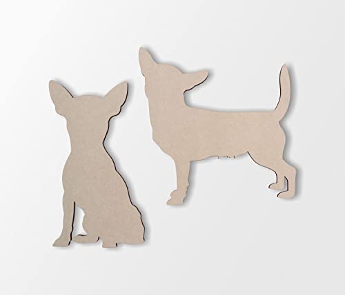 Wooden Chihuahua Dog Silhouette Cutouts (2 Pack) -Unfinished Wood Dog Lovers Gift - WoodArtSupply