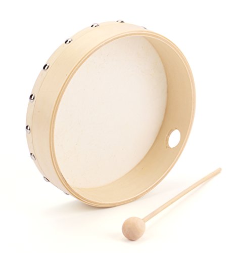 Foraineam 3 Pack 8 Inches Hand Drum Goatskin Drumhead Wood Frame Drum with Beater Foraineam