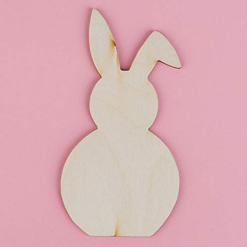 Factory Direct Craft Unfinished Wooden Floppy Ear Bunny Rabbit Garland Easter Craft Kit Unfinished Wood Bunnies, White Pom Poms, Twine and - WoodArtSupply