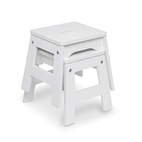 Melissa & Doug Wooden Stools - Set of 2 (White) - WoodArtSupply