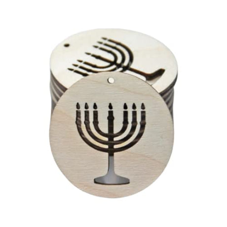 ALL SIZES BULK (12pc to 100pc) Unfinished Wood Wooden Judaism Seven Branch Menorah Menorah Laser Cutout Dangle Earring Jewelry Blanks Charms Texan Wood Crafts