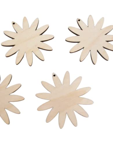 ALL SIZES BULK (12pc to 100pc) Unfinished Wood Wooden Laser Solid Flower Daisy Sunflower Dangle Earring Jewelry Blanks Charms Shape Crafts Made in