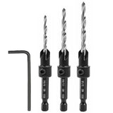 AIMLENTOOL Countersink Drill Bit Set, 3PCS Tapered Drill Bits, M2 Countersink Set with 1/4" Hex Shank Quick Change and 1 Allen Wrench for AIMLENTOOL