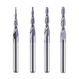 SpeTool 4Pcs/Pack Assorted R0.25~1.0 Tip 1/8" Tapered End Mill Cone Ball Nose Carbide Bit CNC Cutter for Carving Engraving SpeTool