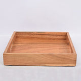 Samhita Acacia Wood Serving Tray with Handles,Wooden Serving Tray, Snack Tray, Breakfast Tray, Great for, Breakfast, Coffee |Size- 10" x 10" x 1.75" Samhita