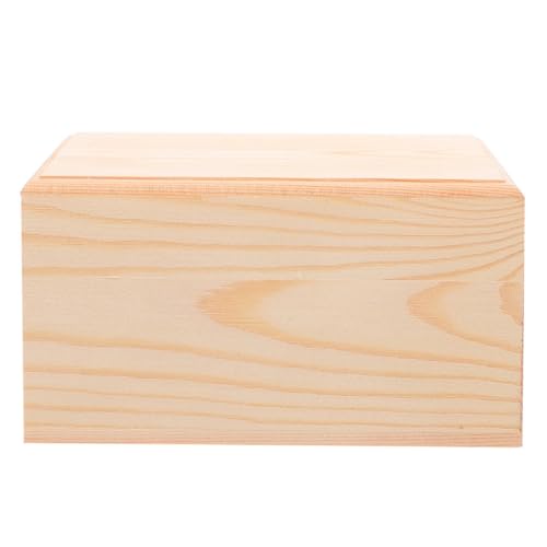 Unomor Unfinished Wooden Box with Lid Small Wood Boxes 19.5cm Natural Pine Wooden Case Rustic Trinket Box Gift Boxes Memory Keepsake Box Jewelry Unomor