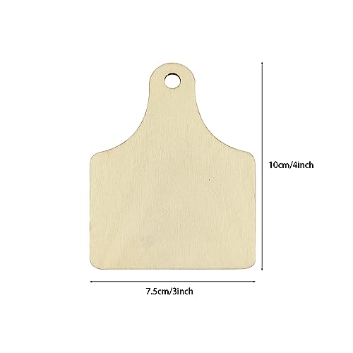 32 Pieces Wooden Cow Ear Tags Unfinished Wood Hanging Cow Tags Natural Blank Wooden Cutouts Labels Farmhouse DIY Wooden Tags with Ropes Xonzmmk
