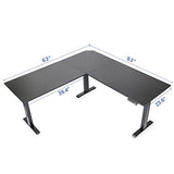 OUTFINE L Shaped Triple Motor Height Adjustable Standing Desk Electric Triple Motor Home Office Stand Up Computer Workstation OUTFINE