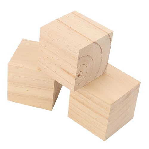 SOUJAP 10 PCS 3 Inch Unfinished Wood Cubes Bulk, Natural Square Wooden Blocks, Small Blank Wood Craft Cubes for Art Making Decorating DIY SOUJAP