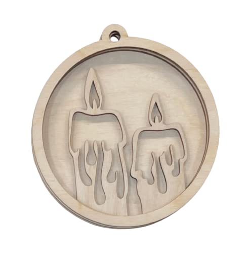 Candle Door Sign 3 Pieces Laser Cut Out Unfinished RND61 The Wood Shape Store