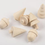 ABOOFAN Unfinished Wooden Figurines 3pcs Mini Wooden Christmas Tree and 1pc Unfinished Wood Acorn Unpainted Blank Figurines Wood Trees Peg People for ABOOFAN