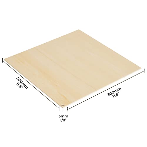 OUYZGIA 16 Pcs Plywood Basswood Sheets 11.8”x11.8”x1/8” 3mm Unfinished Wood Sheets for Laser Cutting Engraving DIY Painting Modeling (300x300x3mm, 16 - WoodArtSupply