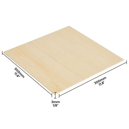 OUYZGIA 16 Pcs Plywood Basswood Sheets 11.8”x11.8”x1/8” 3mm Unfinished Wood Sheets for Laser Cutting Engraving DIY Painting Modeling (300x300x3mm, 16 - WoodArtSupply