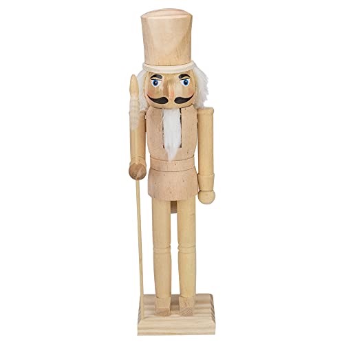 Northlight 15" Unfinished Paintable Wooden Christmas Nutcracker with Scepter
