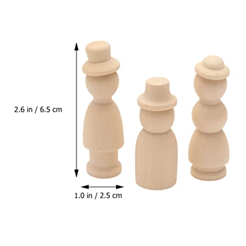 LIFKOME Children Toys 30Pcs Unfinished Wooden Peg Dolls, Wooden Figures to Paint Unfinished Wood Peg Dolls with Hats Wooden Figures Peg Dolls for DIY LIFKOME