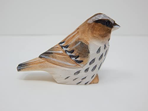 Selsela Sparrow Brown Bird Keychain Ring Hook Clip Charm Miniature Wood Mini Figurine Small Animal Selsela