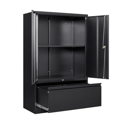 Yizosh Metal Storage Cabinet with 1 Drawers - 71" Steel Lockable File Cabinet for Home Office, Locking Cabinet with 2 Doors and 1 Shelves for Living
