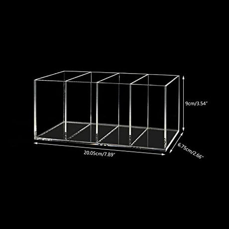 Acrylic Pen Holder 4 Compartments Clear Pencil Holder Organizer Makeup Brush Holder HSYMQ