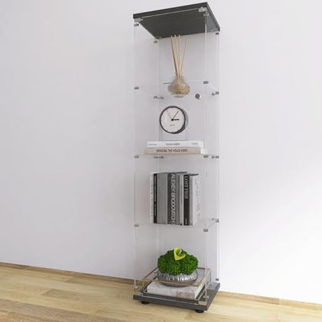 nifoti 4-Tier Floor Standing Glass Display Cabinet with Lockable Door for Collectibles and Trophies nifoti