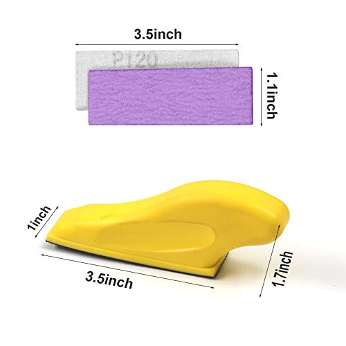 70 PCS Hand Sander Kit,3.5” X 1”Mini Detail Finger Micro Sander Block Small Sanding Tool for Tight Spaces,80 120 180 240 400 600 Grit Wet Dry Hook & MAXMAN