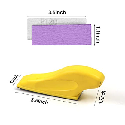 70 PCS Hand Sander Kit,3.5” X 1”Mini Detail Finger Micro Sander Block Small Sanding Tool for Tight Spaces,80 120 180 240 400 600 Grit Wet Dry Hook &