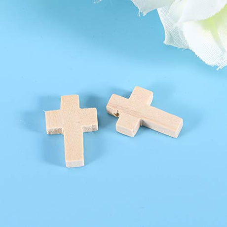 MAGICLULU 50pcs Wooden Blank Cross Pendant Unfinished Mini Wooden Cross Wooden Small Unpainted Cross Pendant DIY Jewelry Crafts Projects MAGICLULU