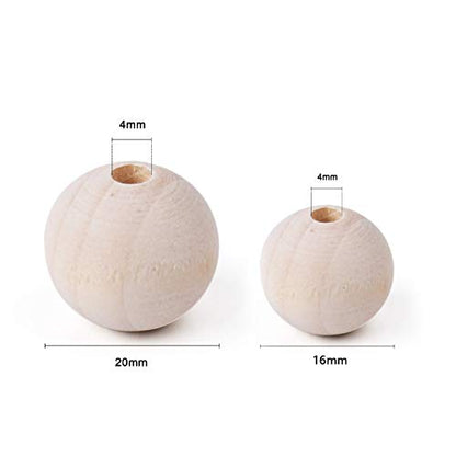 Foraineam 600 Pieces 20mm and 16mm Wood Beads Unfinished Natural Wooden Loose Beads Round Ball Wood Spacer Beads for Crafts DIY Jewelry Making - WoodArtSupply