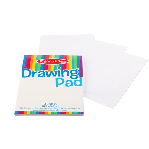 Melissa & Doug Drawing Paper Pad (9 x 12 inches) - 50 Sheets, 3-Pack - Coloring Art Pads For Kids, Toddler Sketch Pads For Ages 3+ Melissa & Doug