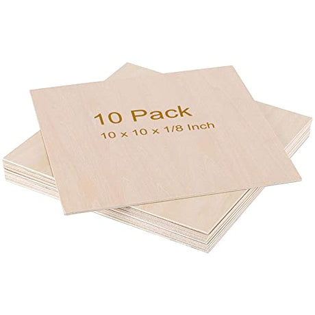 ZOENHOU 10 PCS 10 x 10 x 1/8 Inch Basswood Sheets, Thin Wood Sheets, Square Unfinished Wood Boards for DIY Crafts Projects Painting Decoration ZOENHOU