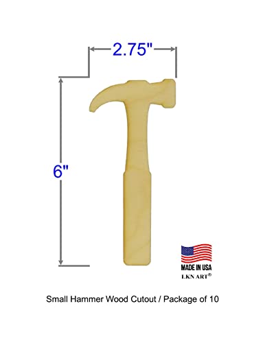 Unfinished Hammer Wood Cut Out Available in a Variety of Sizes and Thicknesses (1/8” Thickness, Small 2.75" x 6" (Package of 10)) - WoodArtSupply