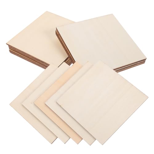 TEHAUX 20pcs Hollow Out Craft Cutout Natural Wooden Pieces Manual Label Blank Wood Crafts Wood Carving Square TEHAUX