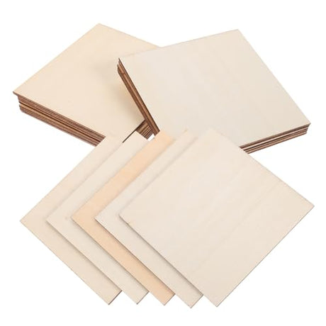 TEHAUX 20pcs Hollow Out Craft Cutout Natural Wooden Pieces Manual Label Blank Wood Crafts Wood Carving Square TEHAUX
