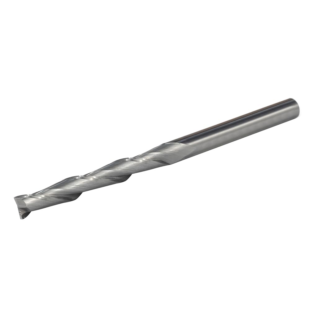 Square End Mill JESTUOUS Carbide 2 Spiral Flute Drill Bits 1/4" Shank Dia.2" Cut Length for Drilling Slotting,1 Piece JESTUOUS