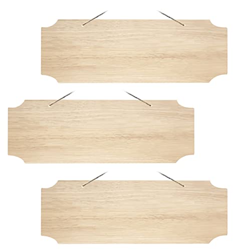 3Pack Blank Wood Sign for Craft Unfinished Hanging Wooden Board with Hole DIY Door Wall Decor Holiday Decoration Lamantery