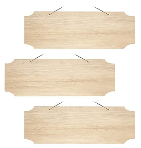 3Pack Blank Wood Sign for Craft Unfinished Hanging Wooden Board with Hole DIY Door Wall Decor Holiday Decoration Lamantery