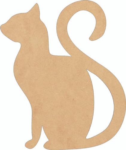 Blank Cat with Tail Wooden 5" Cutout, Unfinished Wood Paintable MDF 1/8" DIY Animal Craft NEXTCraft
