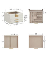 SONGMICS Jewelry Box with Glass Lid, 3-Layer Jewelry Organizer, 2 Drawers, for Big and Small Jewelry, Jewelry Storage, Modern Style, 8 x 9.1 x 5.3 SONGMICS