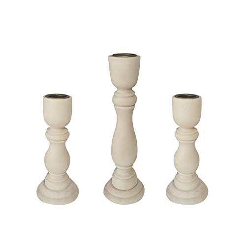 Wooden Candle Holders Set of 3,Unfinished Wood Candlesticks Holders for Taper Candle,Table Centerpieces for Rustic Wedding Party Birthday Home SPETYORT