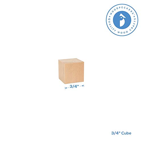 Unfinished Wooden Blocks 3/4 inch, Pack of 100 Small Wood Cubes for Crafts and DIY Home Décor, by Woodpeckers Woodpeckers