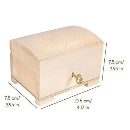 Creative Deco Small Wooden Jewelry Box | Lockable Storage Box with Lock & Key | 4.17 x 2.95 x 2.95 in | Plain, Unpainted & Unfinished | Keepsake