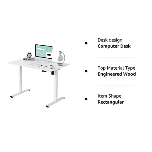 FLEXISPOT White Standing Desk 48 x 24 Inches Height Adjustable Desk, Whole-Piece Desktop Electric Sit Stand Up Desk Home Office Desk (White Desktop + - WoodArtSupply