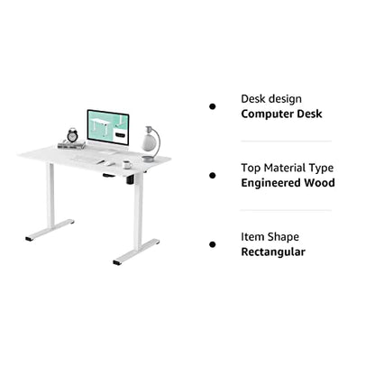 FLEXISPOT White Standing Desk 48 x 24 Inches Height Adjustable Desk, Whole-Piece Desktop Electric Sit Stand Up Desk Home Office Desk (White Desktop + - WoodArtSupply